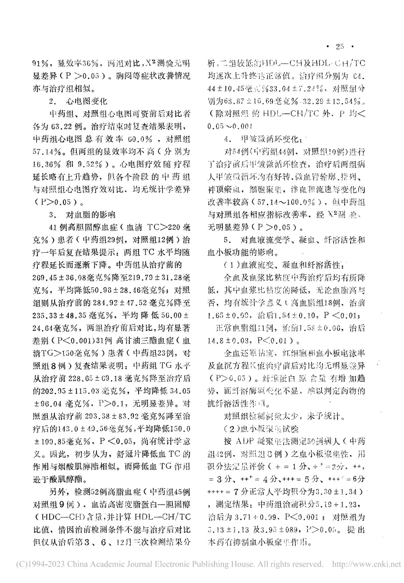 舒冠片治疗冠心病的临床观察——南京中医学院学报1983年第四期